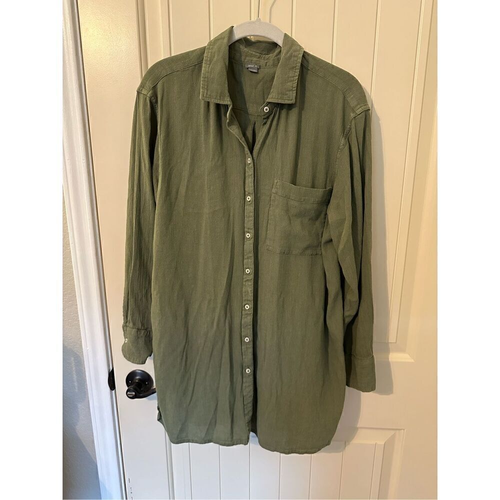 Aerie Button Front Green Long Sleeve Lightweight Collared Top Women’s Small
